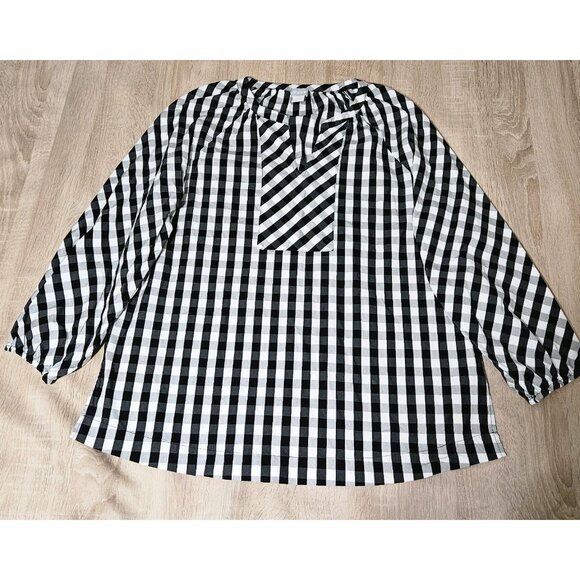 Chicos Size 3 Us Plus Size 16/18 Black & White Check Pullover Blouse Shirt - Picture 1 of 7